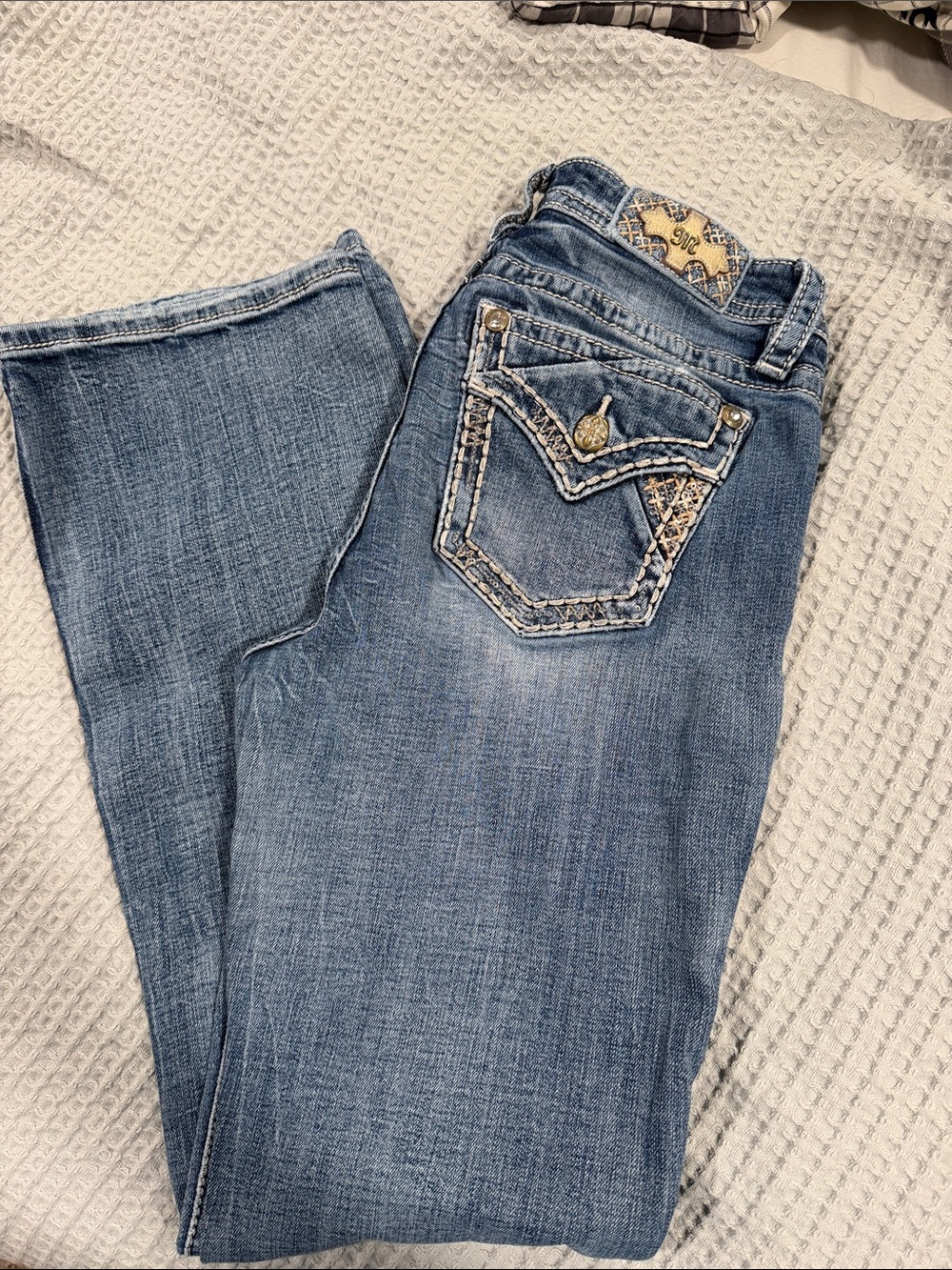 Miss Me Light Blue Embroidered Boot Cut Jeans